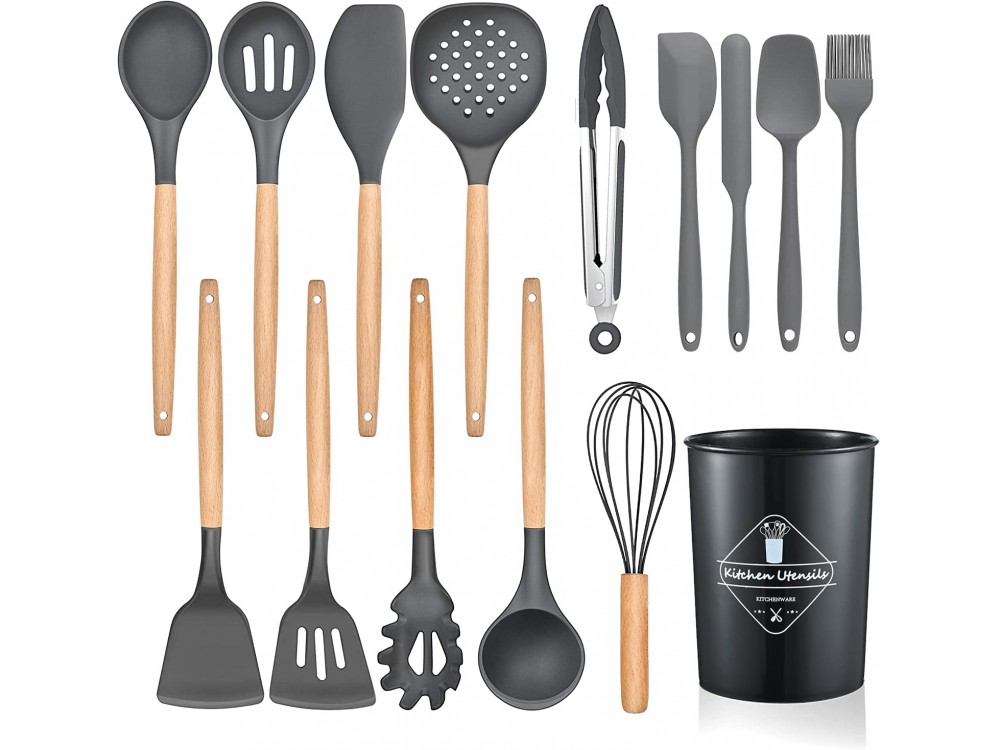 Aj Kitchen Utensil Set 14pcs Silicone Cooking Utensil Set Non Stick With Stainless Handle 9905